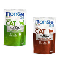 Monge Cat Grill WetMix Набір Консерви для кішок з кроликом та ягням у желе