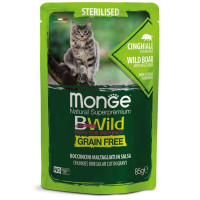 Monge Cat Wet Bwild Grain Free Sterilised Консервы беззерновые для стерилизованых кошек кусочки в соусе с мясом дикого кабана