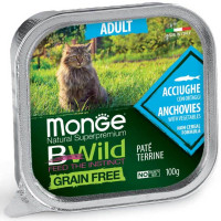 Monge Cat Wet Bwild Grain Free Консервы беззерновые для кошек больших пород паштет с анчоусами и овощами 