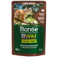 Monge Cat Wet Bwild Grain Free Консервы беззерновые для кошек больших пород кусочки в соусе с буйволом