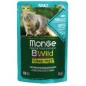 Monge Cat Wet Bwild Grain Free Консерви беззернові для кішок великих порід шматочки у соусі з тріскою креветками та овочами