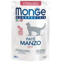 Monge Cat Wet Monoprotein Adult Монопротеиновые Консервы для стерилизованных кошек паштет с говядиной