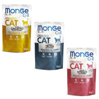 Monge Cat Grill WetMix Sterilised Набір Консерви для стерилізованих кішок з півнем, фореллю та телятиною в желе