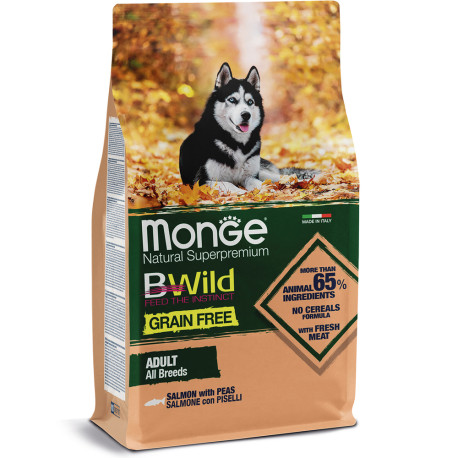 Monge Bwild Grain Free Adult Dog Salmon & Peas Беззерновий сухий корм для дорослих собак усіх порід з лососем та горохом