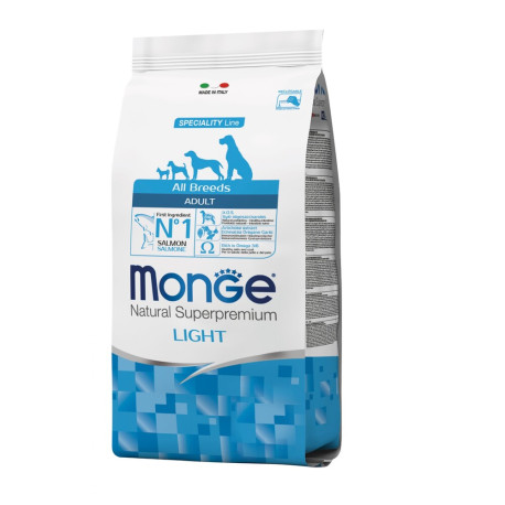 Monge Superpremium All breeds Adult Dog Light Сухой низкокалорийный корм для взрослых собак всех пород с лососем