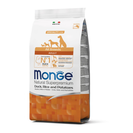 Monge Superpremium All breeds Adult Dog Сухий корм для дорослих собак усіх порід з качкою рисом та картоплею