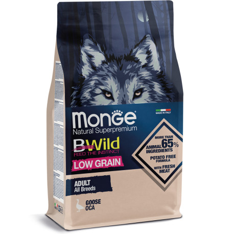 Monge Bwild Low Grain Adult Dog Goose Низькозерновий сухий корм для дорослих собак усіх порід з м'ясом гусака