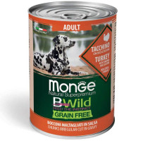 Monge Bwild Grain Free Wet Turkey Adult Dog Консерви беззернові для собак усіх порід з індичкою гарбузом і цукіні в соусі