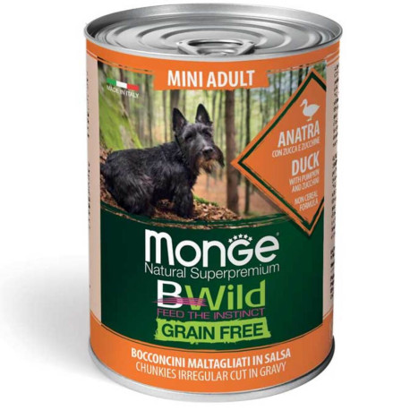 Monge Bwild Grain Free Wet Duck Mini Adult Dog Консерви беззернові для собак маленьких порід з гарбузом і цукіні в соусі