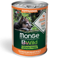 Monge Bwild Grain Free Wet Duck Puppy&Junior Dog Консервы беззерновые для щенков с уткой тыквой и цуккини в соусе