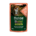 Monge Cat Wet Bwild Grain Free Sterilised Консерви беззернові для стерилізованих кішок шматочки у соусі з лососем креветками та овочами