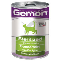 Gemon Adult Sterilized Cat Консерви для дорослих стерилізованих та схильних до зайвої ваги котів із кроликом у желе
