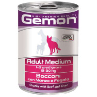 Gemon Medium Adult Dog Консерви для дорослих собак середніх порід з яловичиною та печінкою в желе