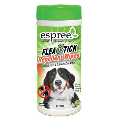 Espree Flea & Tick Repellent Wipes Серветки вологі репелентної дії для додаткового захисту від бліх та кліщів у собак