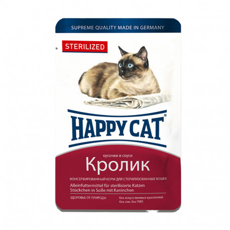 Happy Cat Kaninchen in Sosse Консервы для стерилизованных кошек с кроликом в соусе