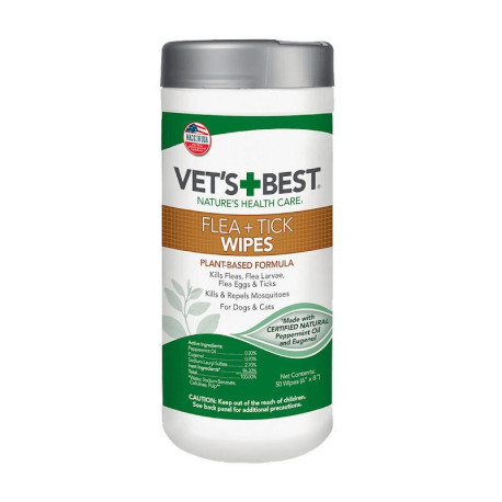Vet`s Best Flea&Tick Wipes Влажные салфетки от насекомых для собак 