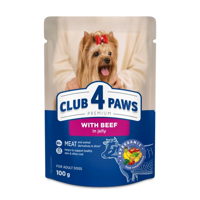 Club 4 Paws Premium Консервы для взрослых собак мелких пород с говядиной в желе