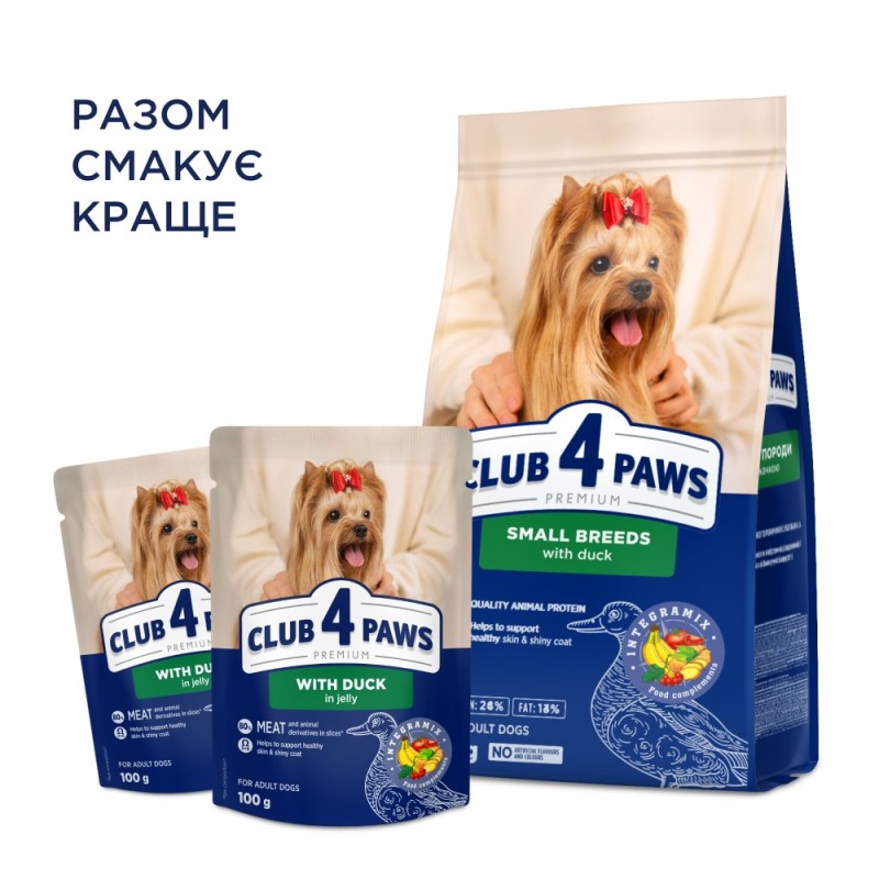 Club 4 Paws Premium Консервы для взрослых собак мелких пород с уткой в желе