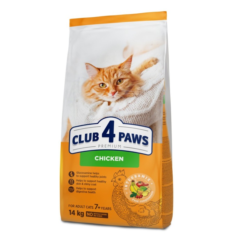 Club 4 Paws Premium Adult Cats 7+ Chicken Сухой корм для взрослых кошек от 7 лет