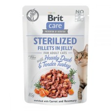 Brit Care Cat Adult Sterilized Hearty Duck and Tender Turkey Fillets in Jelly Консервы для стерилизованных кошек с уткой и индей