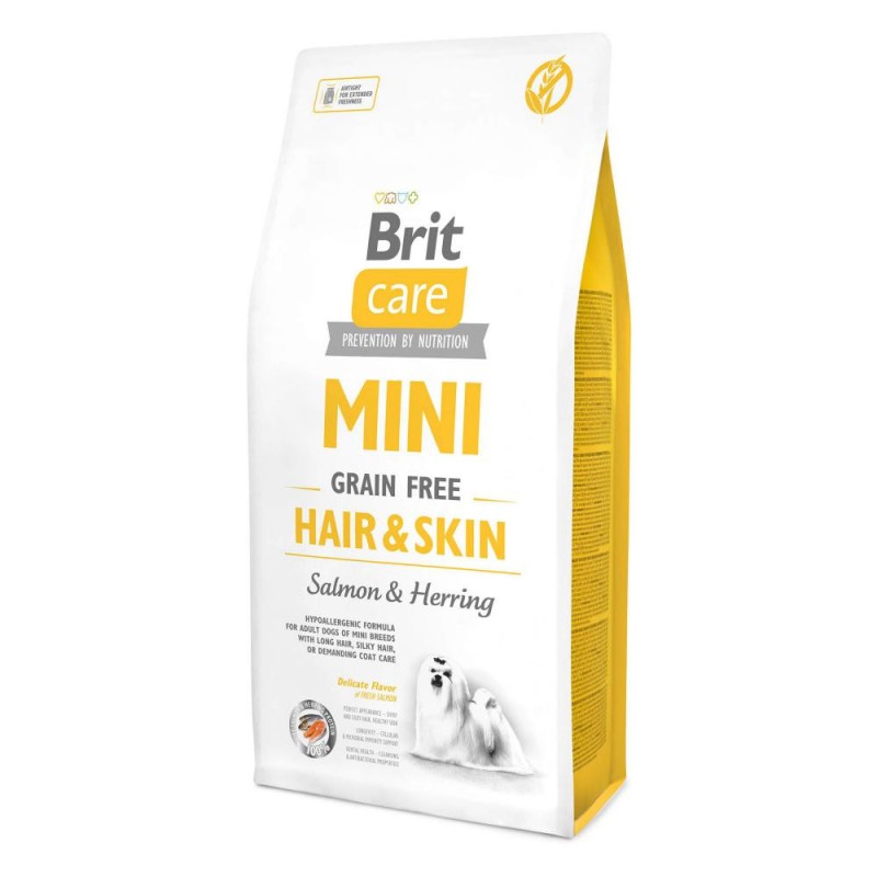 Brit Care Grain-Free Dog Adult Mini Hair and Skin Беззерновой сухой корм для взрослых собак мелких пород красота кожи и шерсти