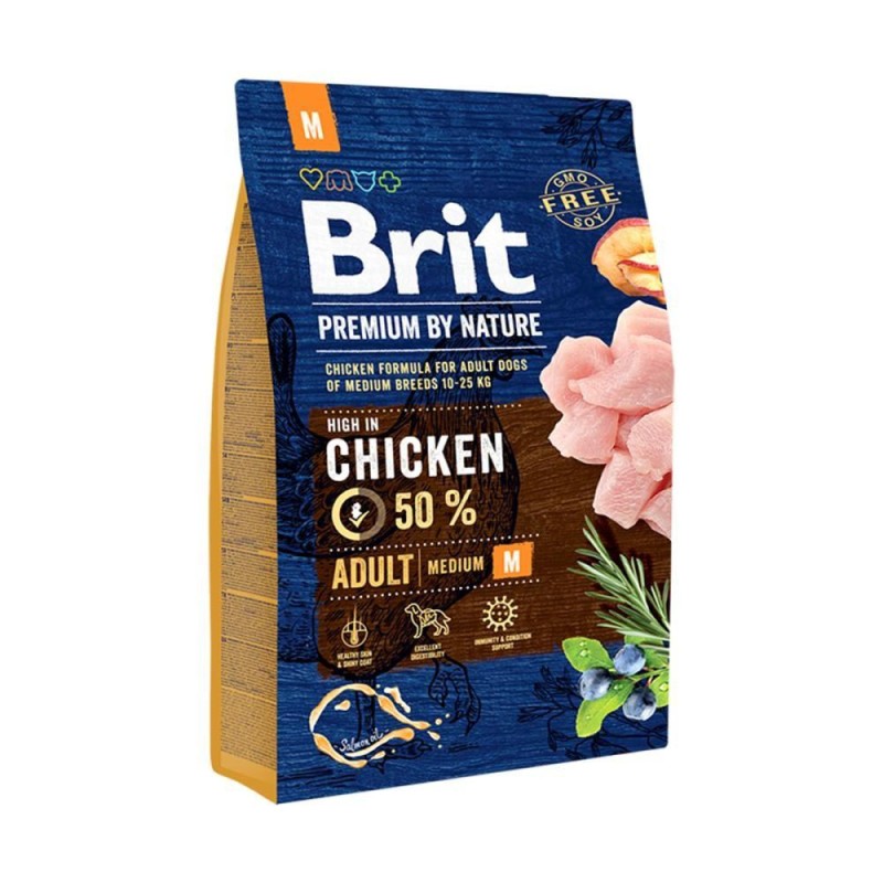 Brit Premium Dog Adult Medium Breed Chicken Сухой корм для взрослых собак средних пород с курицей