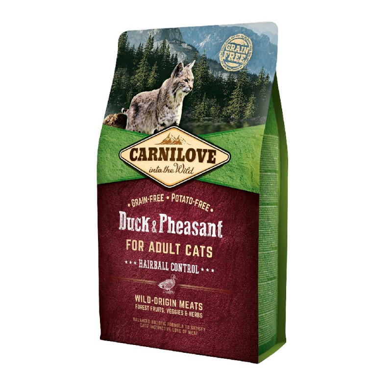 Carnilove Cat Adult Duck and Pheasant Hairball Control Беззерновой сухой корм для взрослых кошек с эффектом шерстевывода с уткой