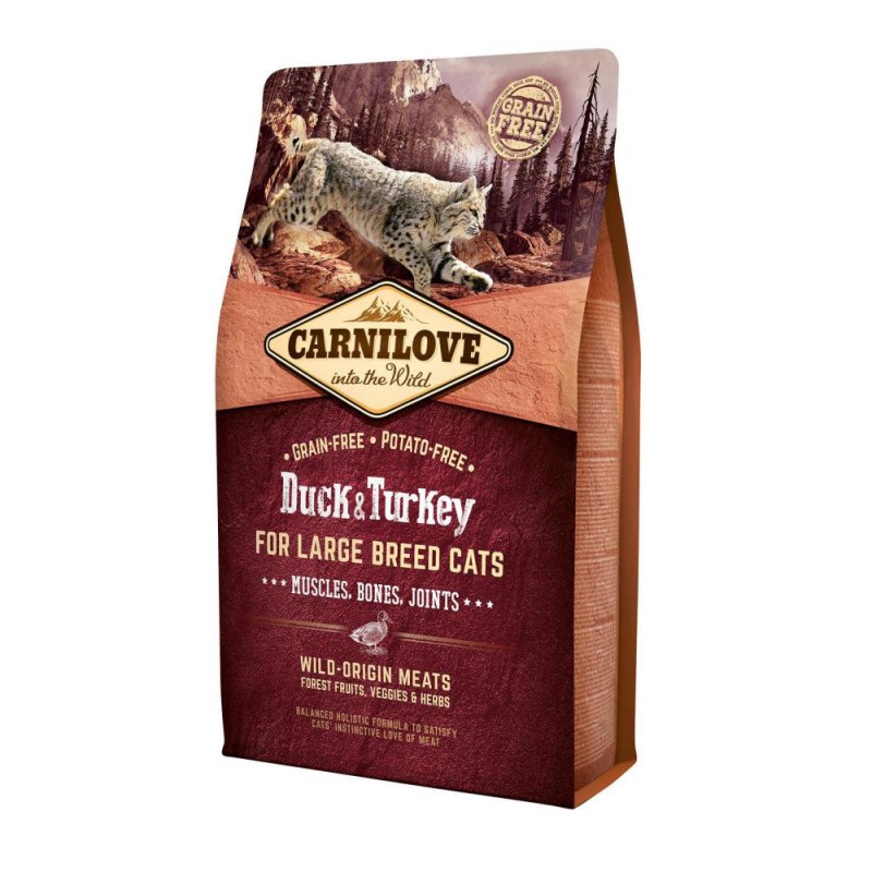 Carnilove Cat Adult Large Breed Duck and Turkey Беззерновой сухой корм для взрослых кошек крупных пород с уткой и индейкой