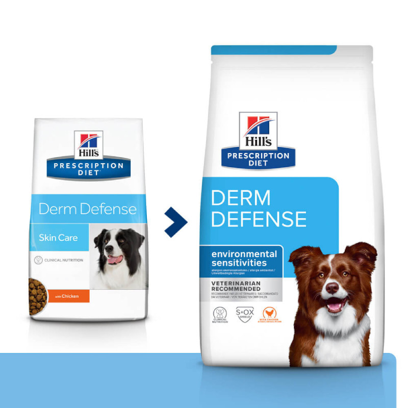 Hills Prescription Diet Canine Derm Defense Skin Care Лечебный корм для взрослых собак при дерматитах и потере шерсти с курицей