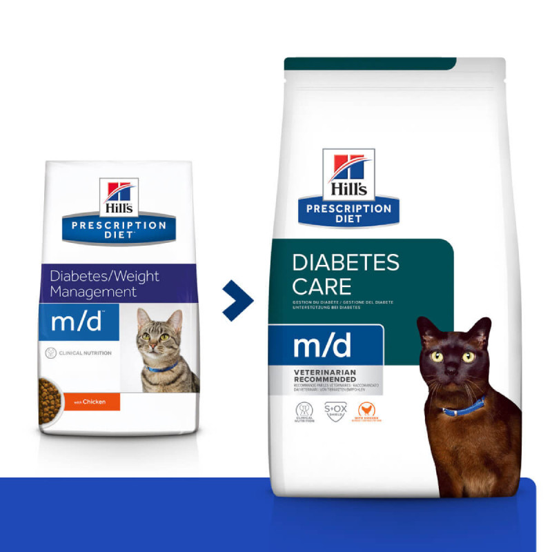 Hills Prescription Diet Feline m/d Diabetes and Weight Management Лечебный корм для взрослых кошек с диабетом и избыточным весом