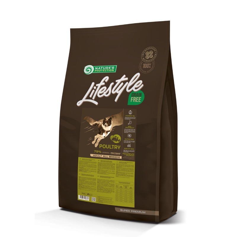 Nature's Protection Lifestyle Dog Adult Grain Free Poultry All Breeds Беззерновой сухой корм для взрослых собак всех пород с птицей