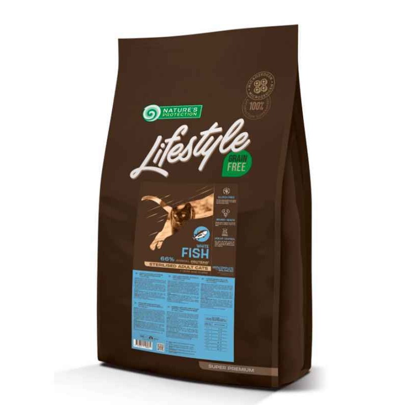 Nature's Protection Lifestyle Cat Adult Grain Free Sterilised White Fish Беззерновий сухий корм для стерилізованих кішок з білою рибою