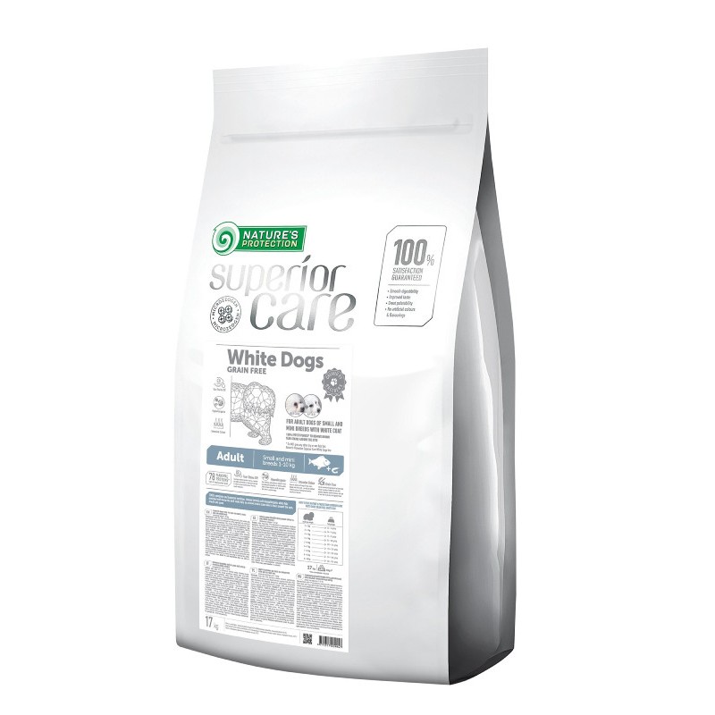 Nature's Protection Superior Care White Coat Grain Free Small Breeds White Fish Беззерновий сухий корм для дорослих собак дрібних порід із білою вовною