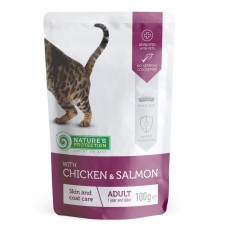 Nature's Protection Cat Adult Skin & Сoat Care Chicken & Salmon Консервы для взрослых кошек для поддержания здоровья шерсти и кожи с курицей и лососем