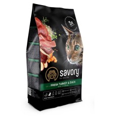 Savory Cat Adult Gourmand Fresh Turkey with Duck Сухой корм для взрослых кошек со свежим мясом индейки и уткой