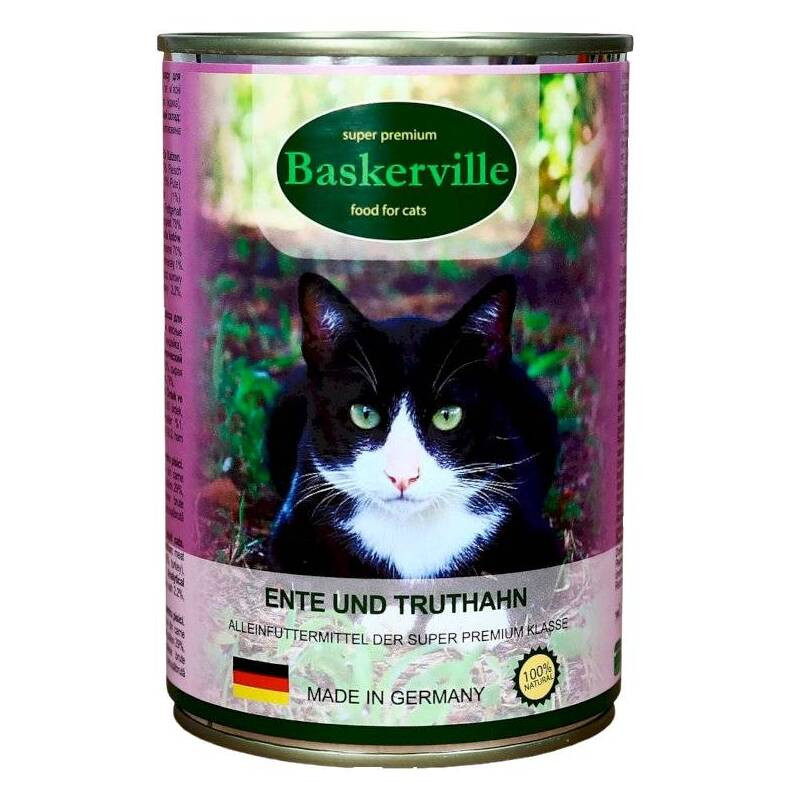 Baskerville Super Premium Консервы для взрослых кошек с уткой и индейкой