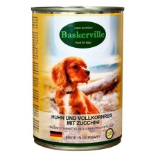 Baskerville Super Premium Консерви для дорослих собак з півнем рисом та цукіні