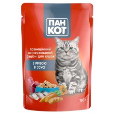 Пан Кот Консервы для взрослых кошек с сочной рыбой в соусе