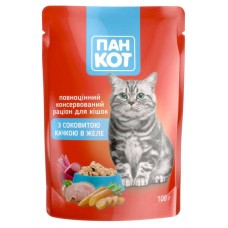 Пан Кот Консервы для взрослых кошек с сочной уткой в желе
