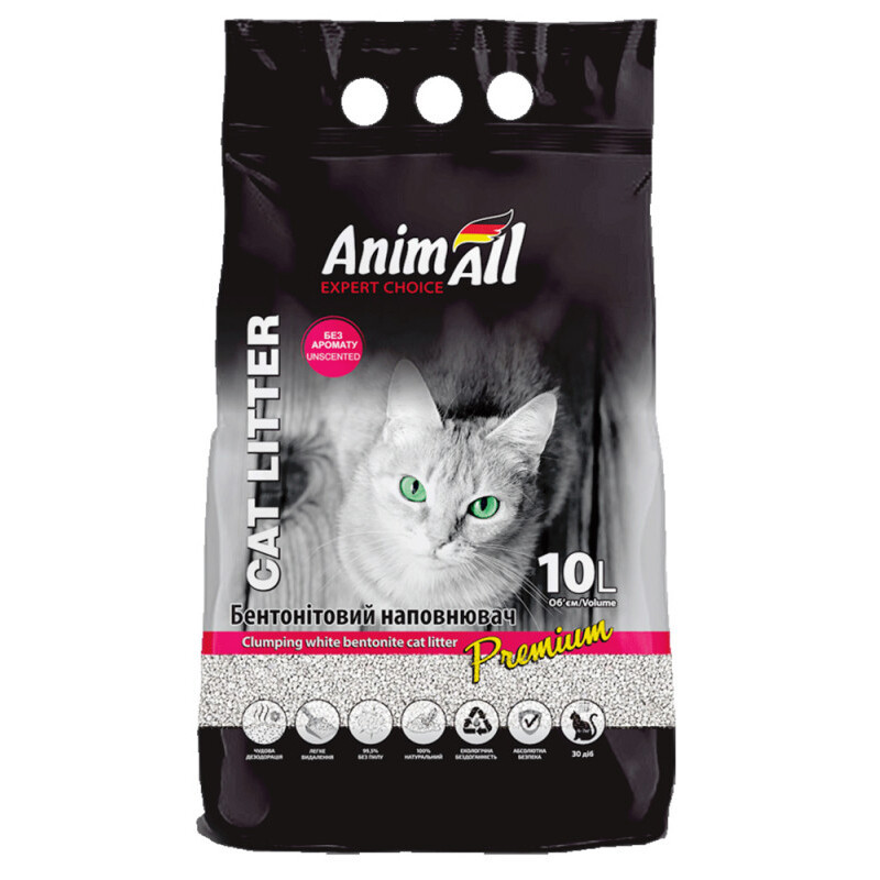 AnimAll Expert Choice Unscented Бентонитовый наполнитель белый без аромата