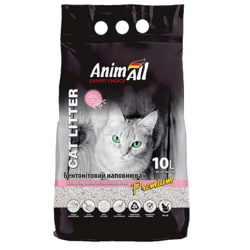 AnimAll Expert Choice Baby Powder Бентонитовый наполнитель белый с ароматом детской пудры