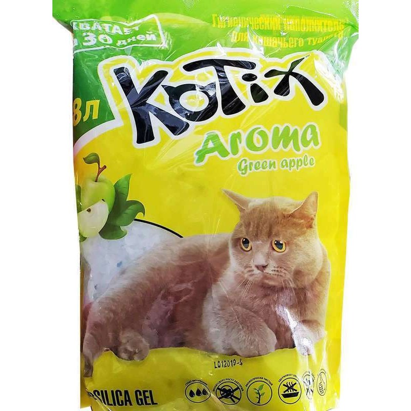 Kotix Green Apple Силикагелевый наполнитель для кошачьего туалета с ароматом яблока
