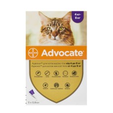Advocate Капли на холку от блох и клещей для кошек от 4 кг до 8 кг