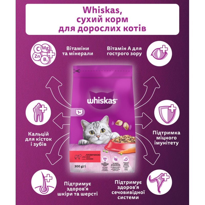 Whiskas Adult Beef Сухий корм для дорослих кішок з яловичиною