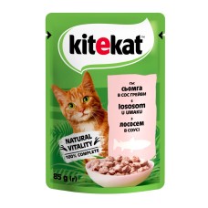 Kitekat Natural Vitality Консервы для взрослых кошек с лососем в соусе в пауче