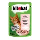 Kitekat Natural Vitality Консервы для взрослых кошек с лососем в соусе в пауче