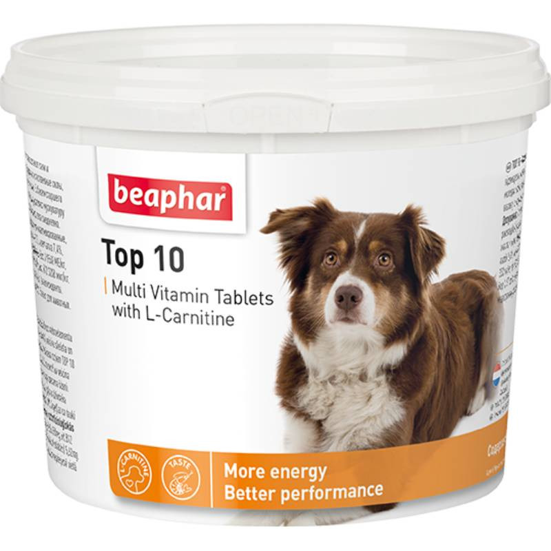 Beaphar Top 10 Кормовая добавка с L-карнитином для собак