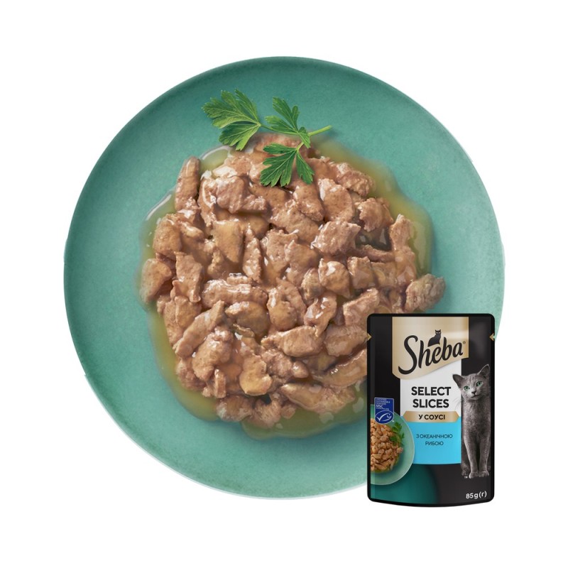 Sheba Select Slices in Gravy Консервы для взрослых кошек с океанической рыбой в соусе