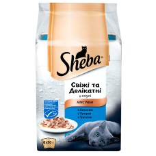 Sheba Fresh & Fine Набор консерв для взрослых кошек с лососем и тунцом в соусе
