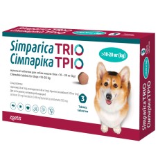 Zoetis Simparica Trio Симпарика Трио Таблетки для собак от блох клещей и глистов 10 - 20 кг